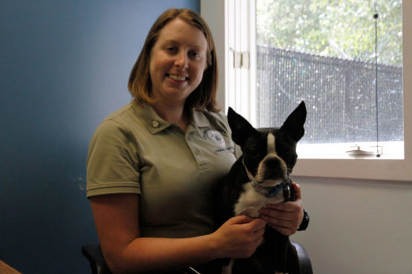 Chief Jennifer Toussaint shares her office with her own rescued dog Reagan