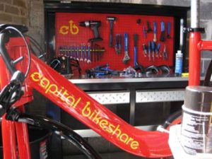 Capital Bikeshare bike being built