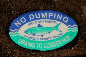 Storm drain marker featuring Sherlock Shad