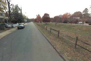 View of Bluemont Junction Trail, site of proposed bocce court (via Google Maps)