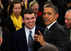 Senate page Jarrod Nagurka and President Obama