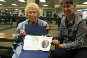 Martha Ann Miller with Arlington Public Library Director Diane Kresh