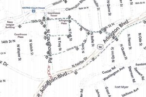 VDOT map depicting Courthouse Road bridge demolition and detour