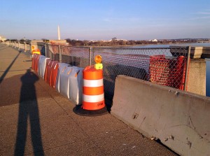 The aftermath of an SUV that drove off the side of the Memorial Bridge (photo courtesy Mark P.)