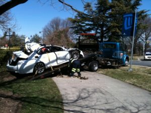 Aftermath of fatal car accident near the Key Bridge (photo courtesy Rob Laybourn)