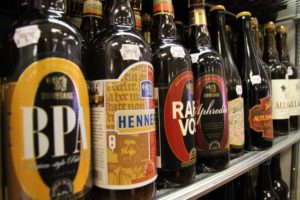 Large beer bottles on the shelf at Arrowine