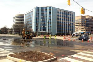 Water main break and repairs at the intersection of Wilson Blvd and Fairfax Drive (photo courtesy @Dressage74)