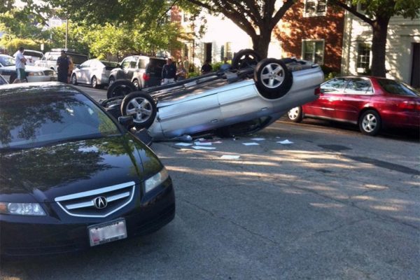 Flipped car on S. Wakefield Street (courtesy photo)