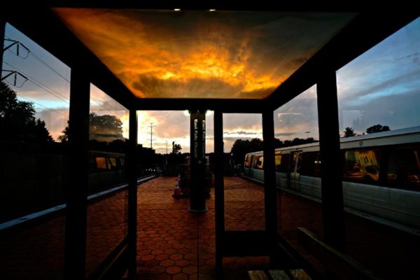 Sunset at the East Falls Church Metro station (photo by Wolfkann)