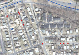 Map of tire slashing incidents on 8/7/13 (Courtesy ACPD)